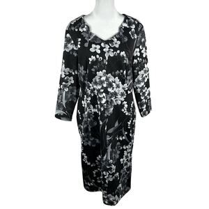 Hal Rubenstein Sheath Dress Thick Grey Floral Medium Formal V-Neck Career Party